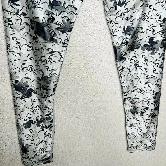 Terez High-Waist Leggings Size L Celestial Silver Star Confetti Full Length Gray - Picture 8 of 11